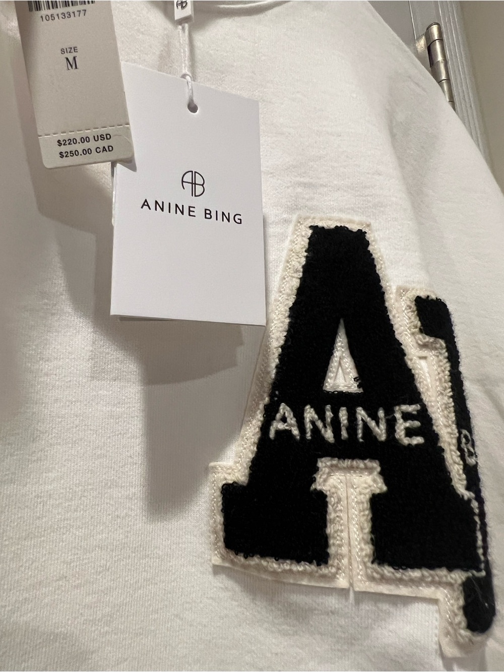 Anine Bing off white miles letterman sweatshirt - Picture 7 of 8